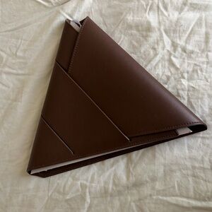 Brown Triangular Leather Clutch